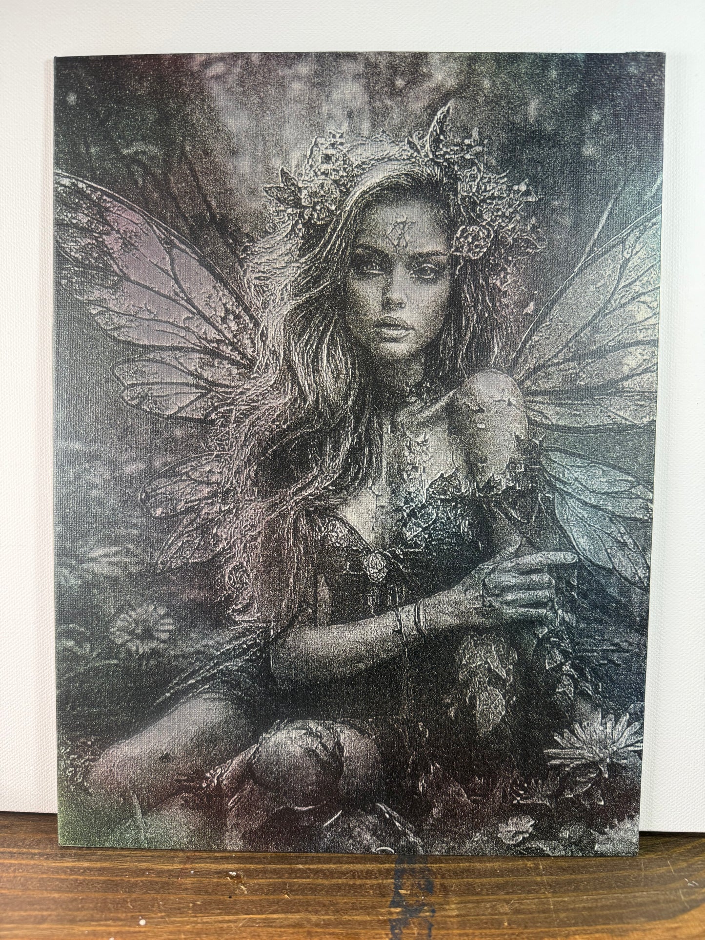 Mystic Forest Fairy – 9×12” Laser-Engraved Painted Canvas