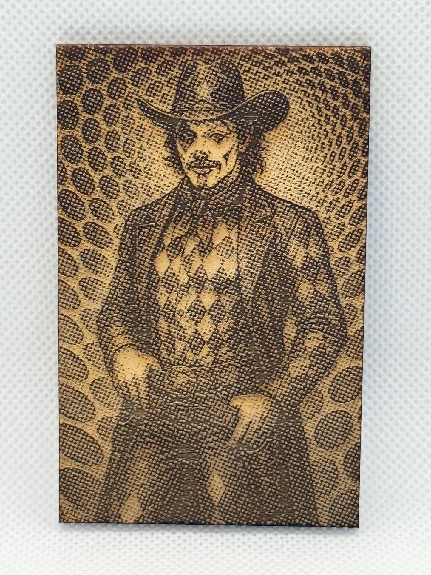 Laser Engraved Harlequin Cowboy Magnet
