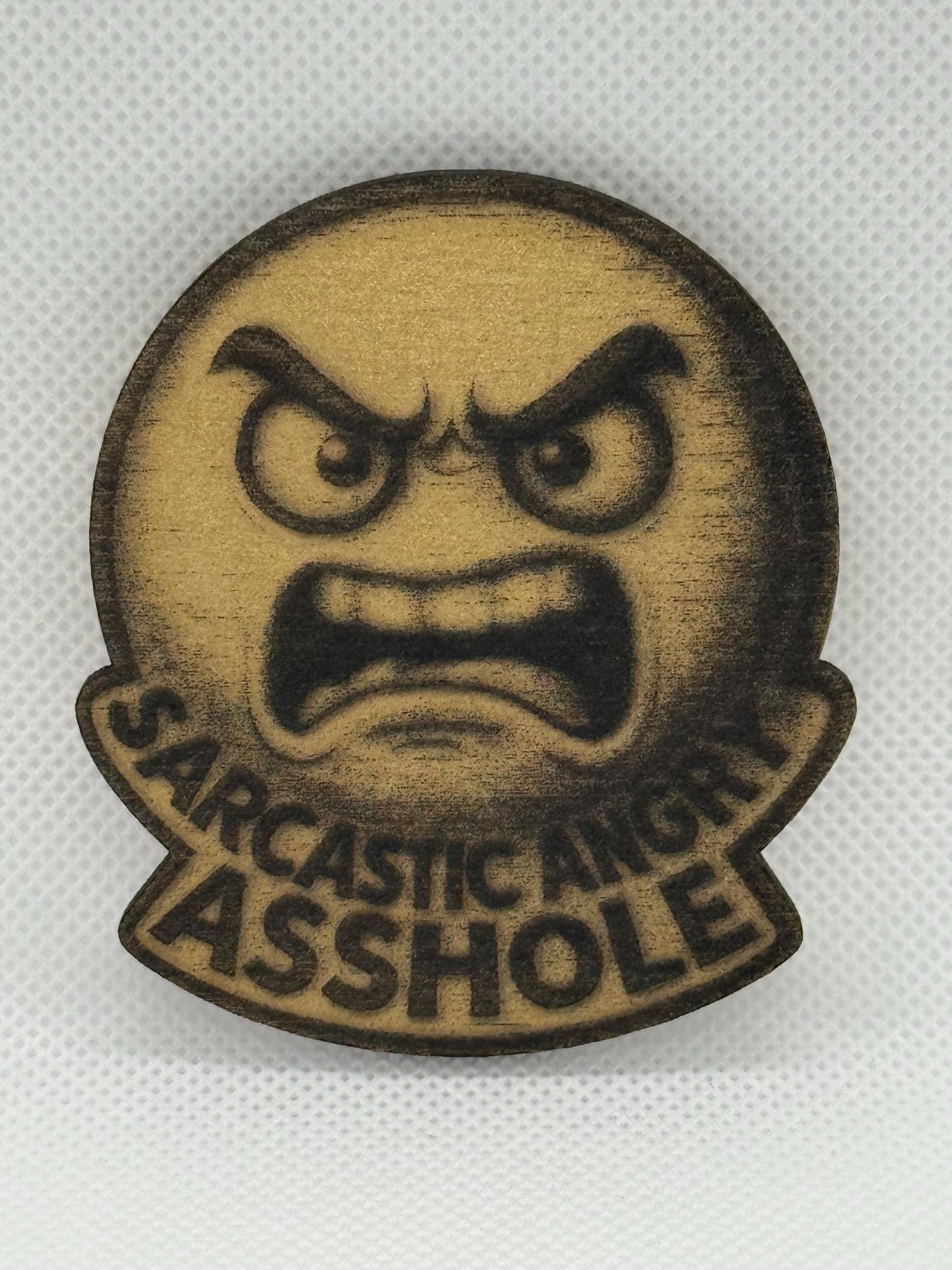 Sarcastic Angry Asshole Laser Engraved Emoji Magnet