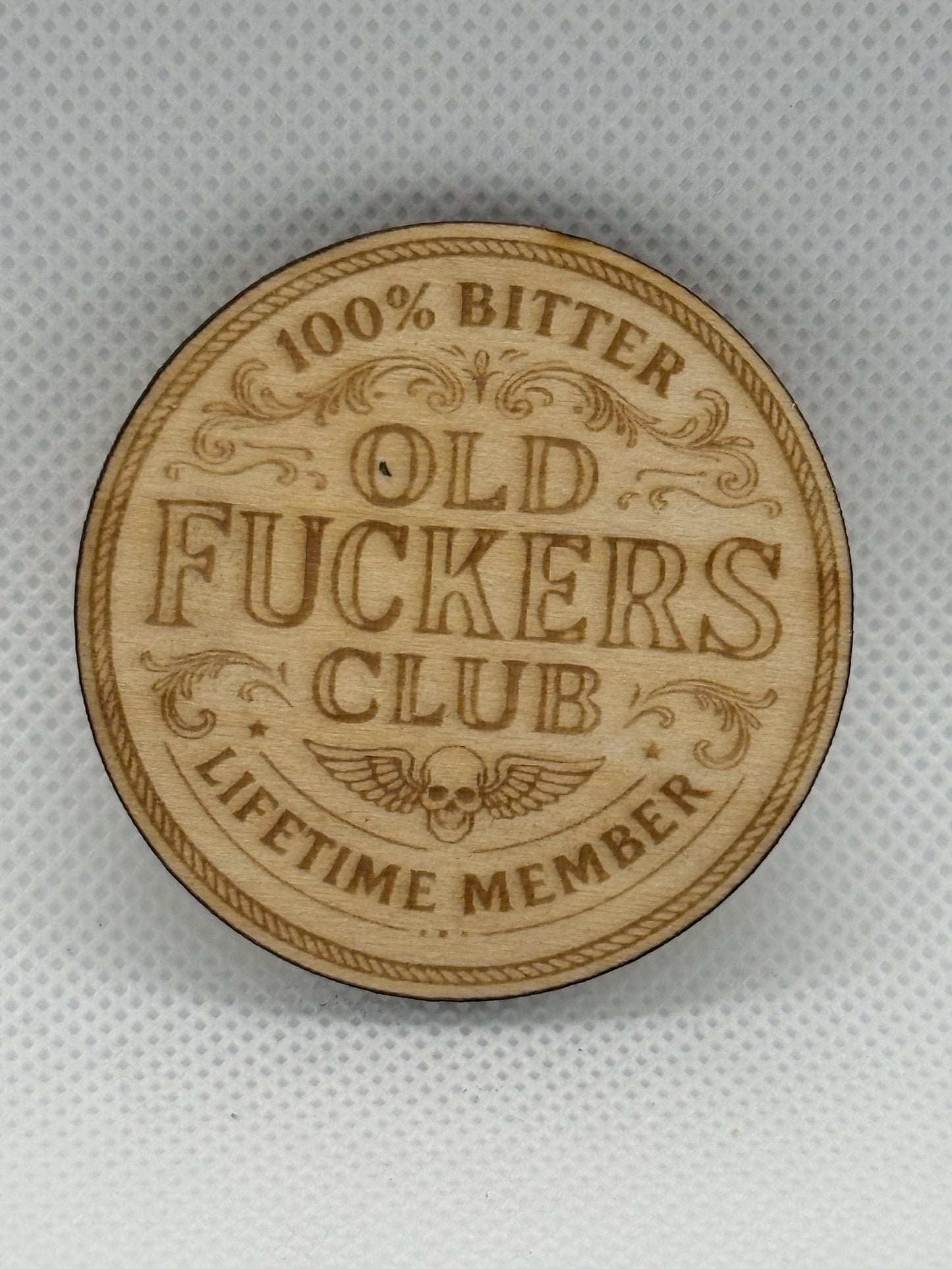 Old F*ckers Club” Birch Coin — Lifetime Member Token