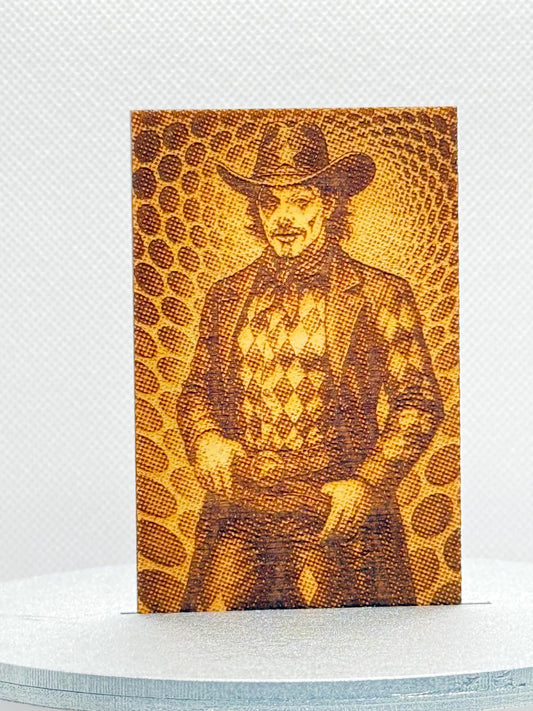 Laser Engraved Harlequin Cowboy Magnet