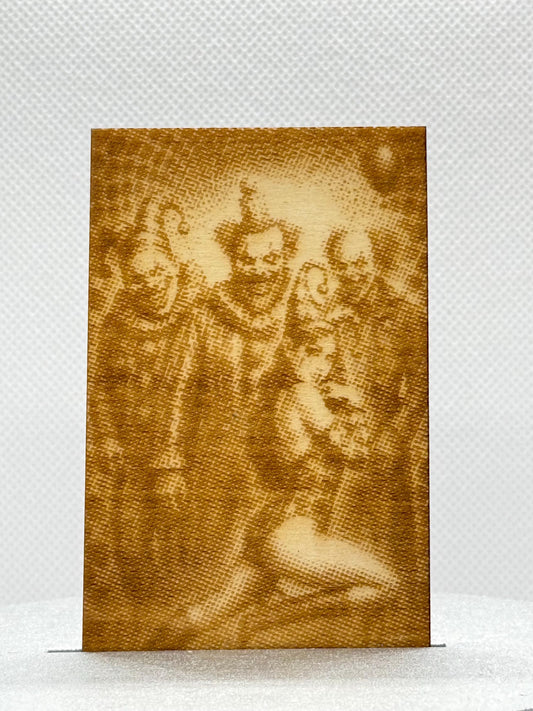 Laser Engraved Harlequin Clowns Magnet