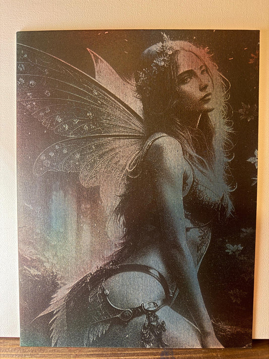 9”×12” Laser-Engraved Fantasy Fairy Art — Painted Canvas