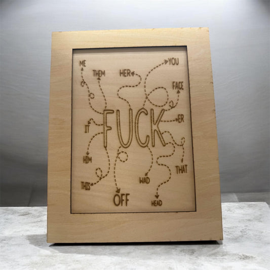 Fuck – Wooden Word Maze Sign | Funny Laser Engraved Wall Art | Sarcastic Home Decor