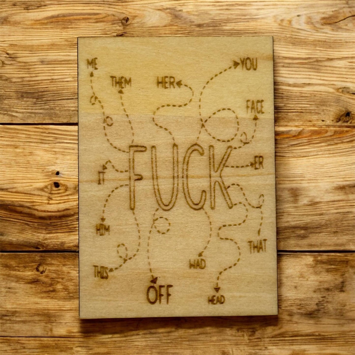 FUCK Decision Map – Laser Engraved Wood Magnet